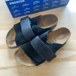 Birkenstock Kyoto Size EU 39, US 8 - 8.5. Nubuck/Suede Leather in Black.